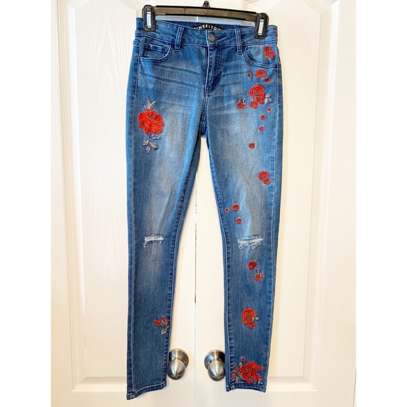 Tinseltown rose embroidered skinny jeans size 1 - Picture 1 of 12